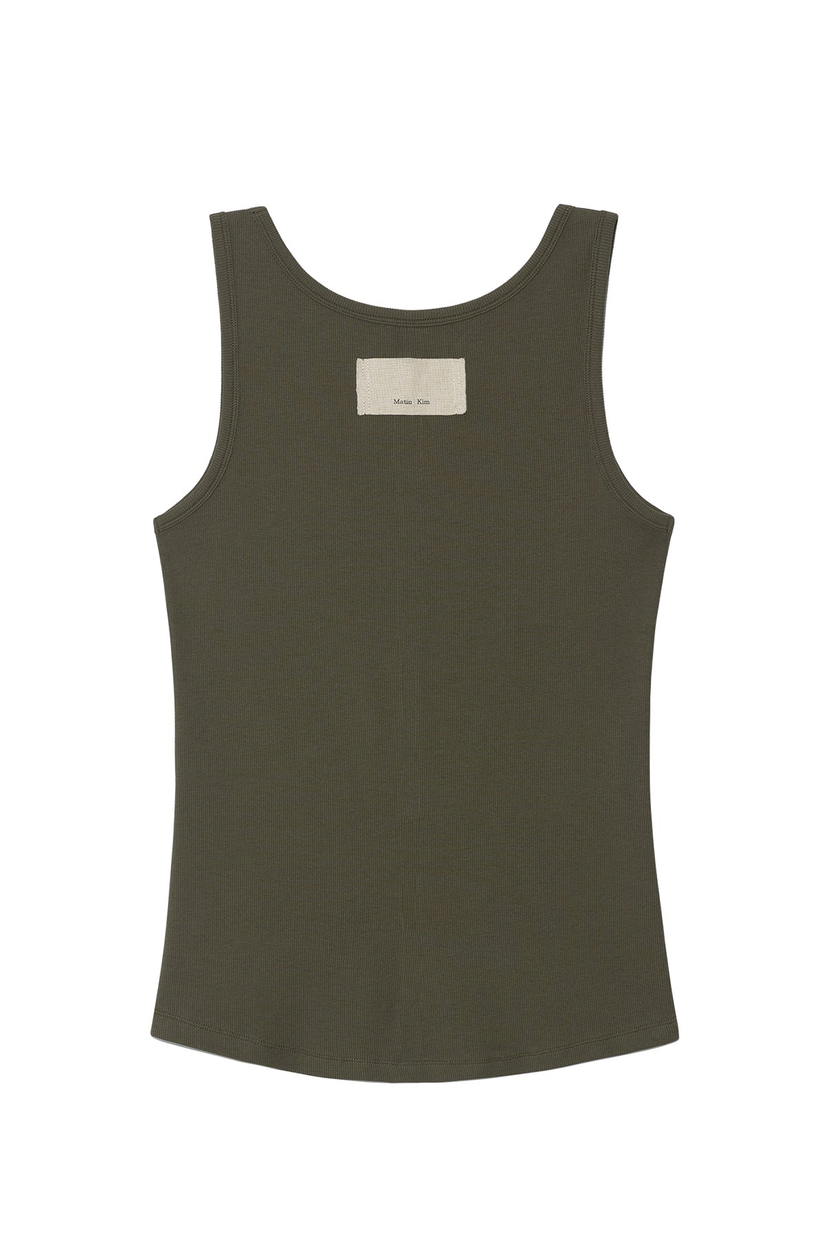 [matinkim] LOGO APPLIQUE SLIM TANK TOP IN KHAKI