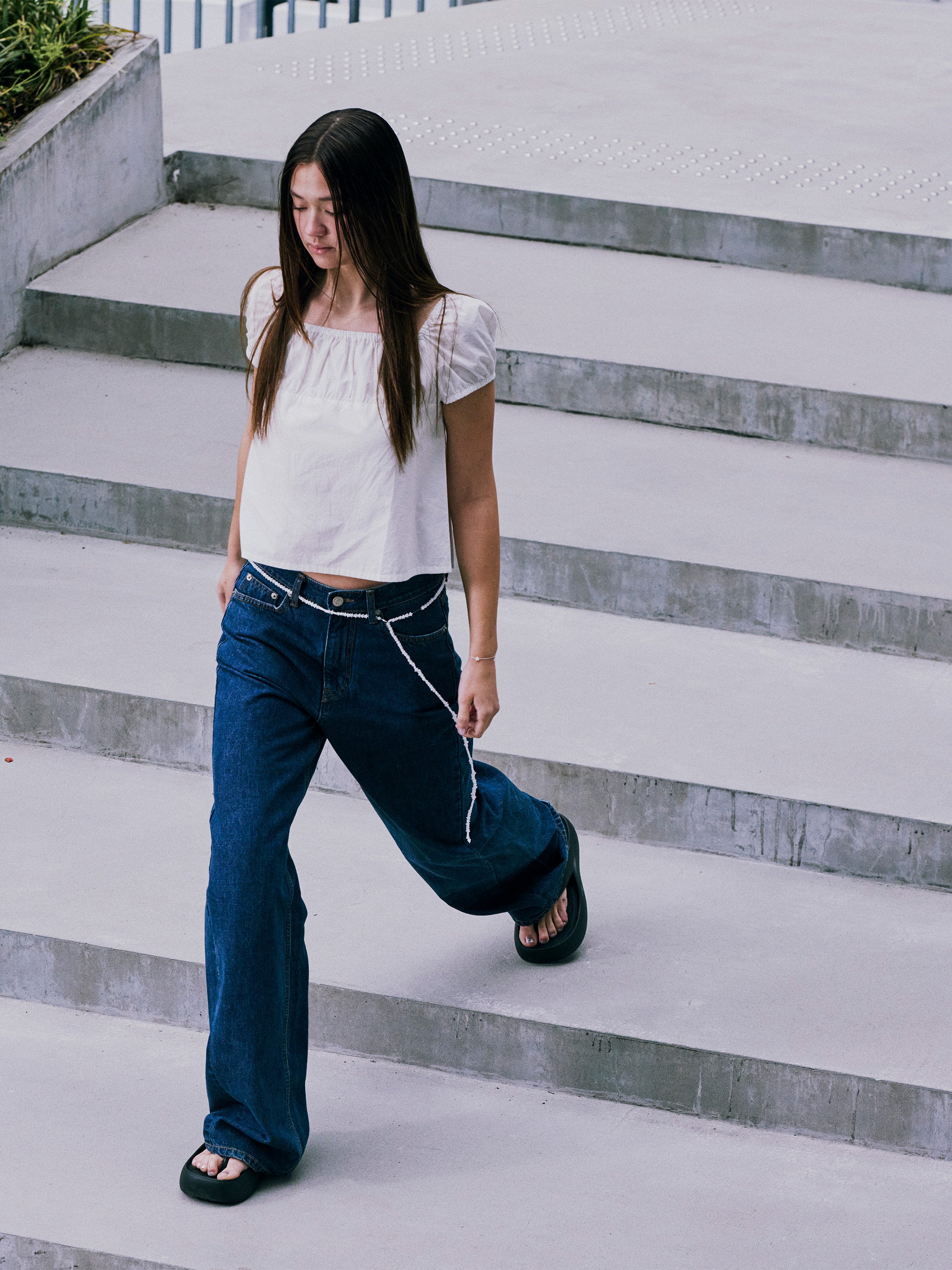 Low Classic Shirring Cotton Top Off White
