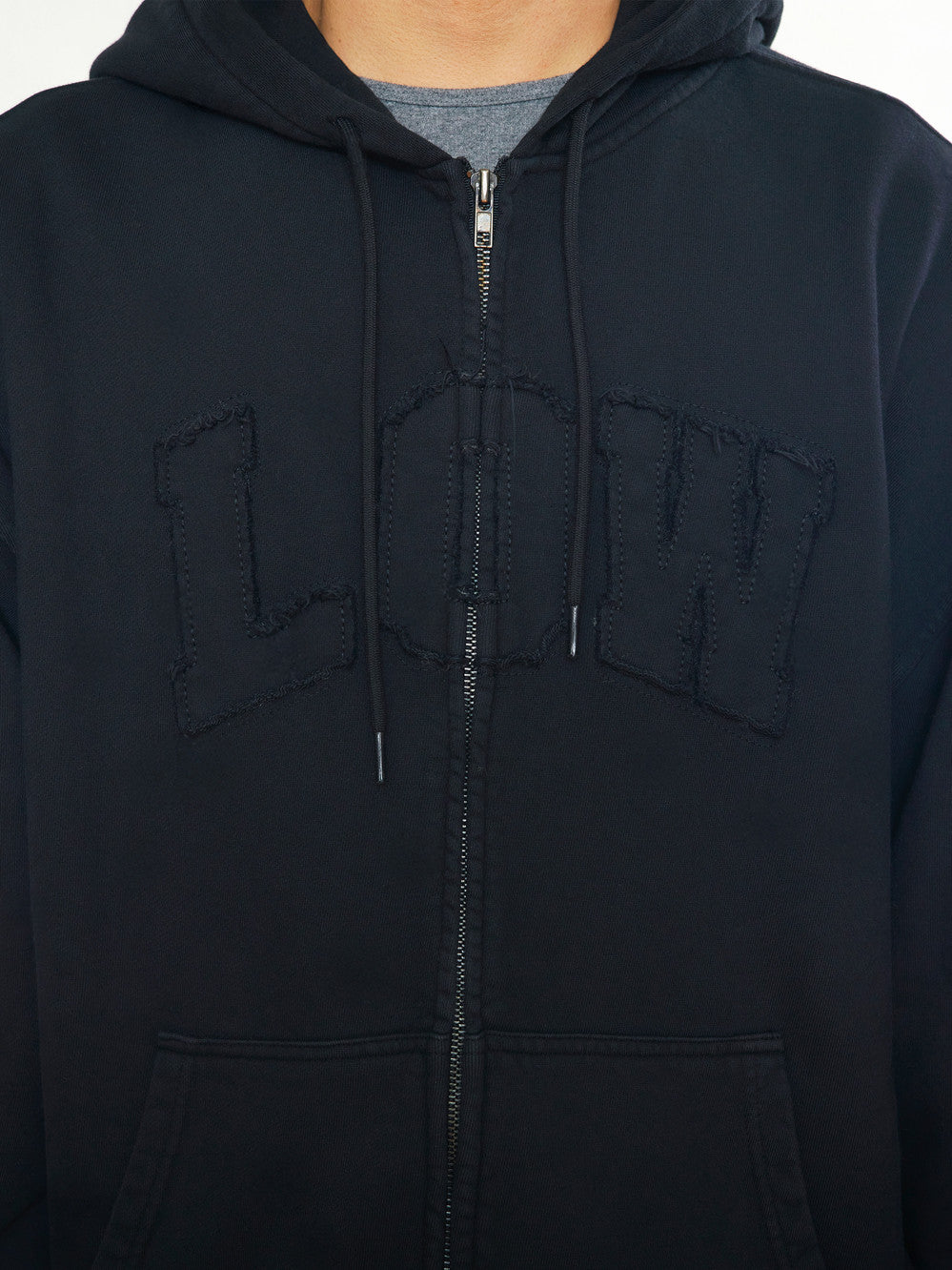 Low Classic Low Washed Zip-Up Hoodie Black