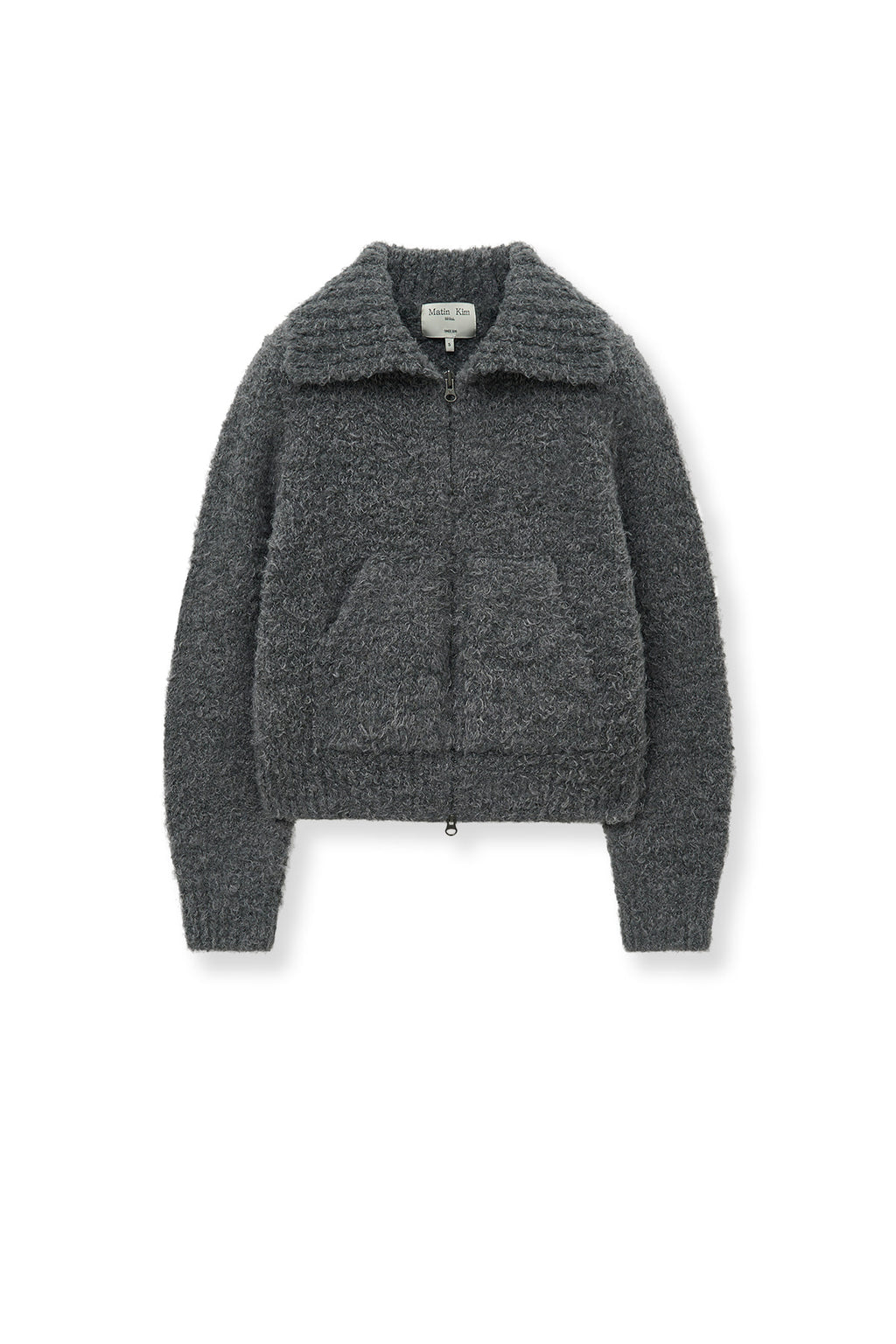 Matinkim Matin Kim Boucle Knit Zip UP Cardigan IN Charcoal