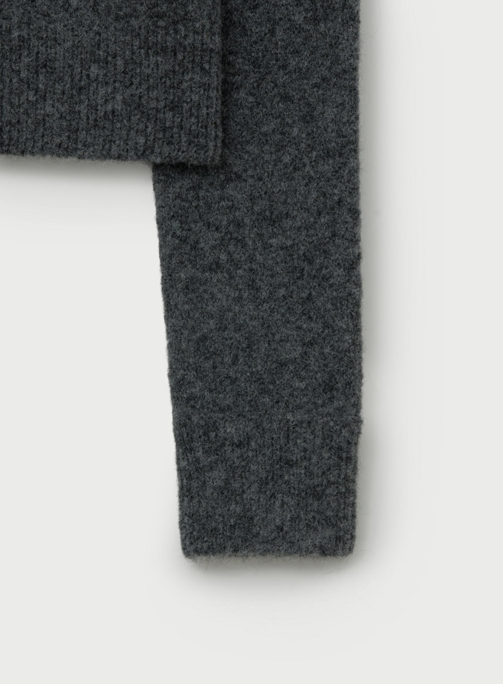 [satur] (W) Loren Wool Blend Crew Neck Knit Cardigan - Charcoal