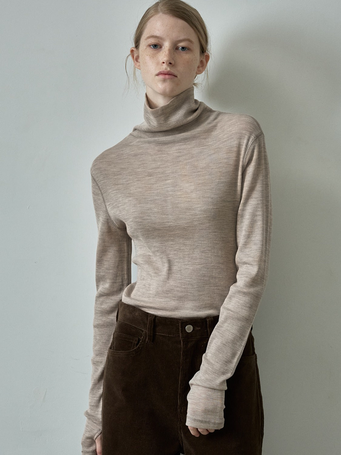 Facade Pattern Breeze Wool Roll Neck Top