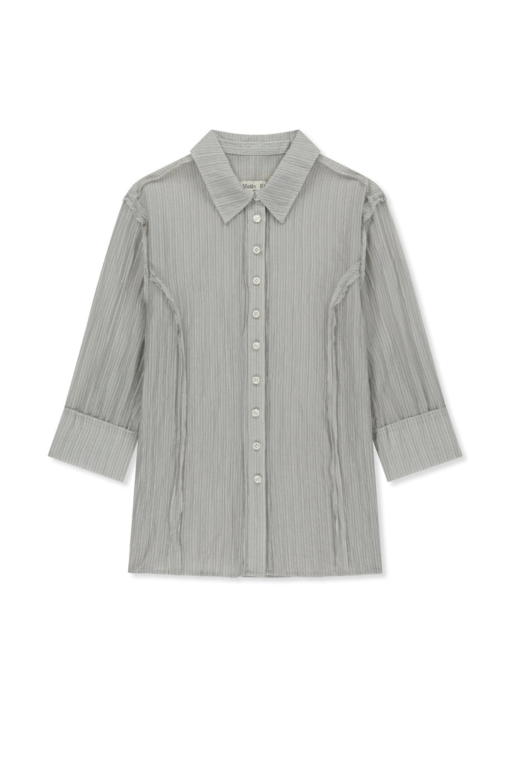 Matinkim Raw Edge Crinkle Blouse In Light Grey