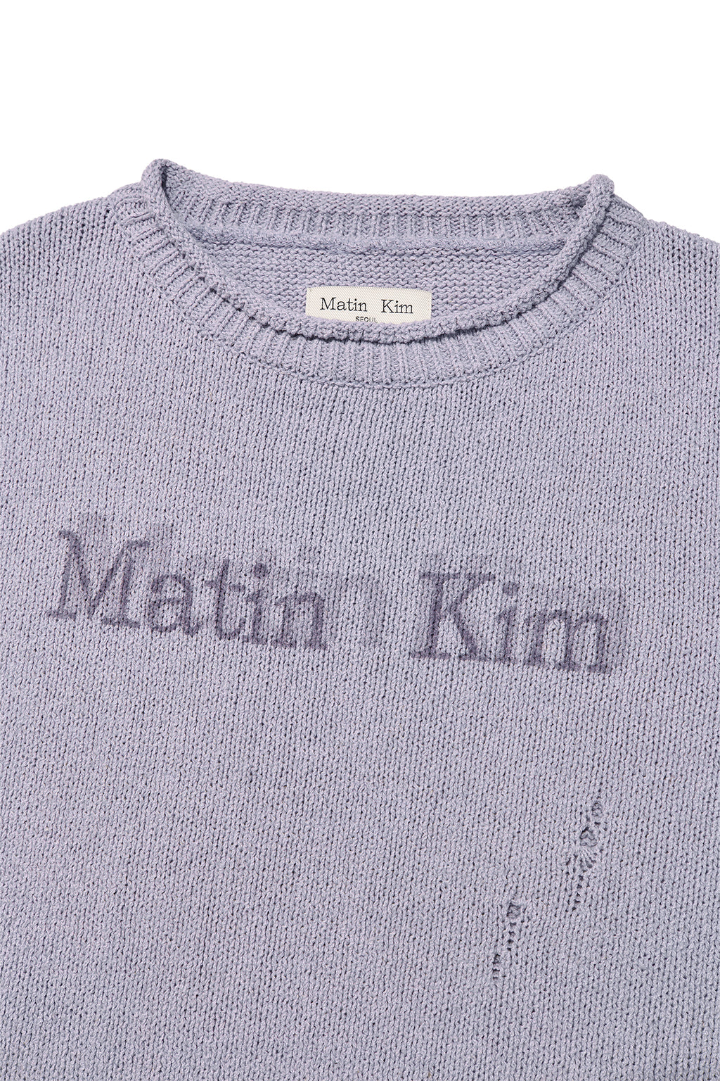 Matinkim Crack Logo Vintage Knit Pullover For Women IN Lilac