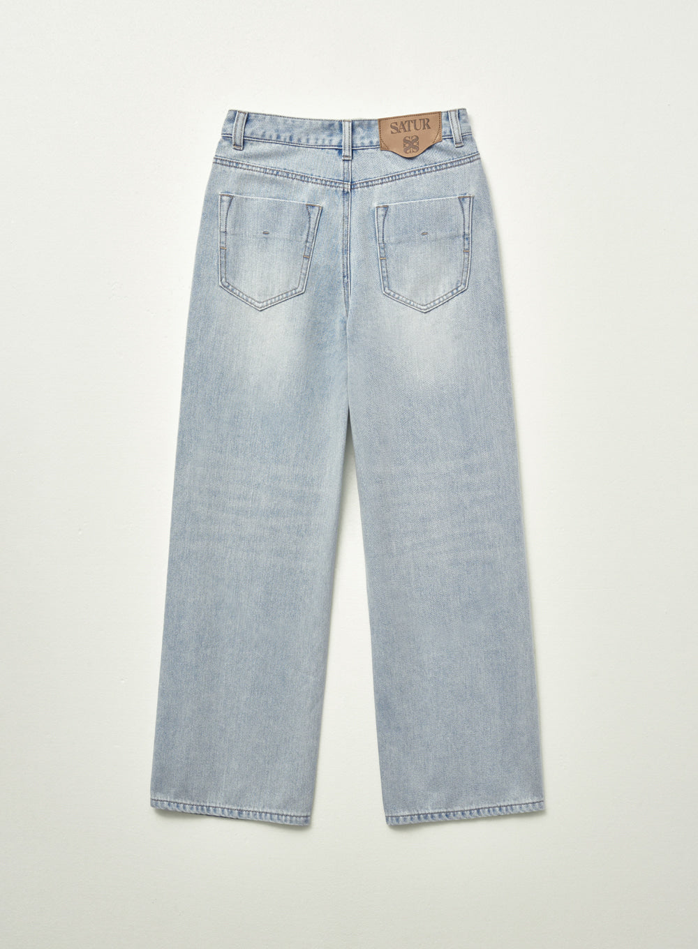 [satur] (W) Linen Relaxed Denim Pants - Light Blue