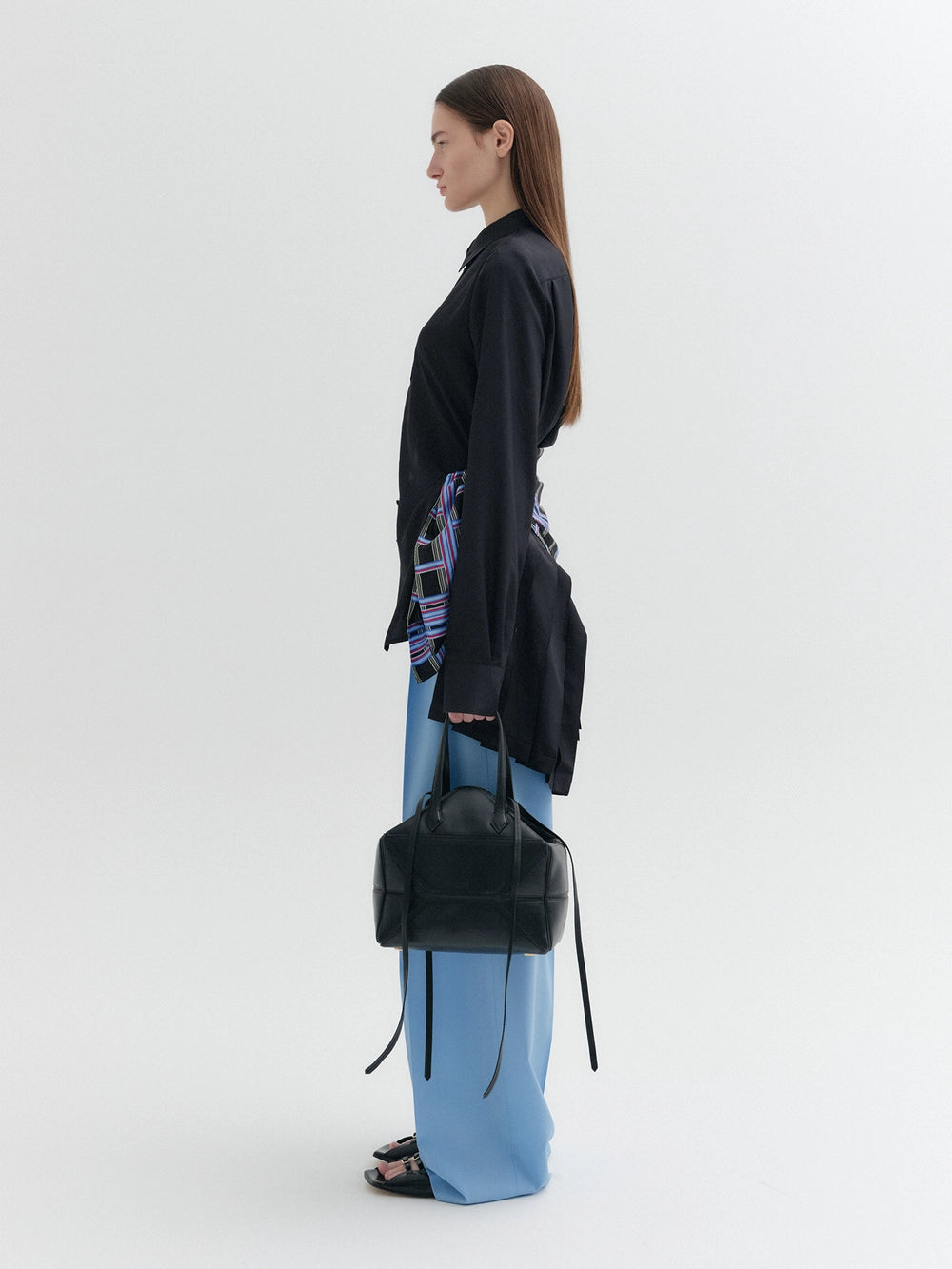 EENK Waist Lettering Wide Pants - Light Blue