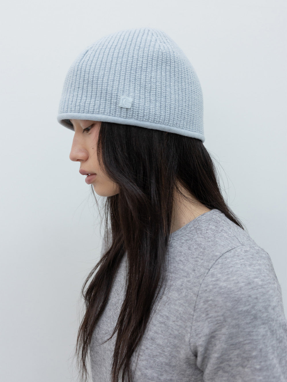 Low Classic Embroidered Logo Knit Beanie Sky Blue