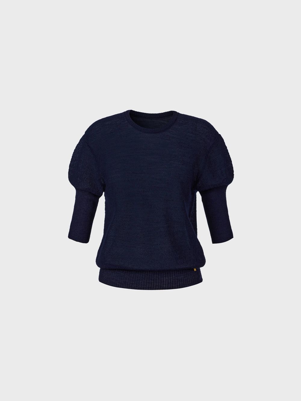 EENK Sheer Short Sleeve Knitwear Top - Navy