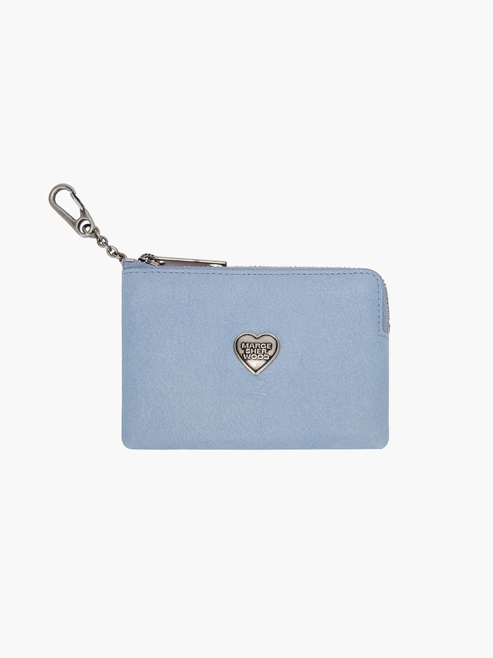 Margesherwood Heart Zipper Wallet Silver Logo blue semi veg