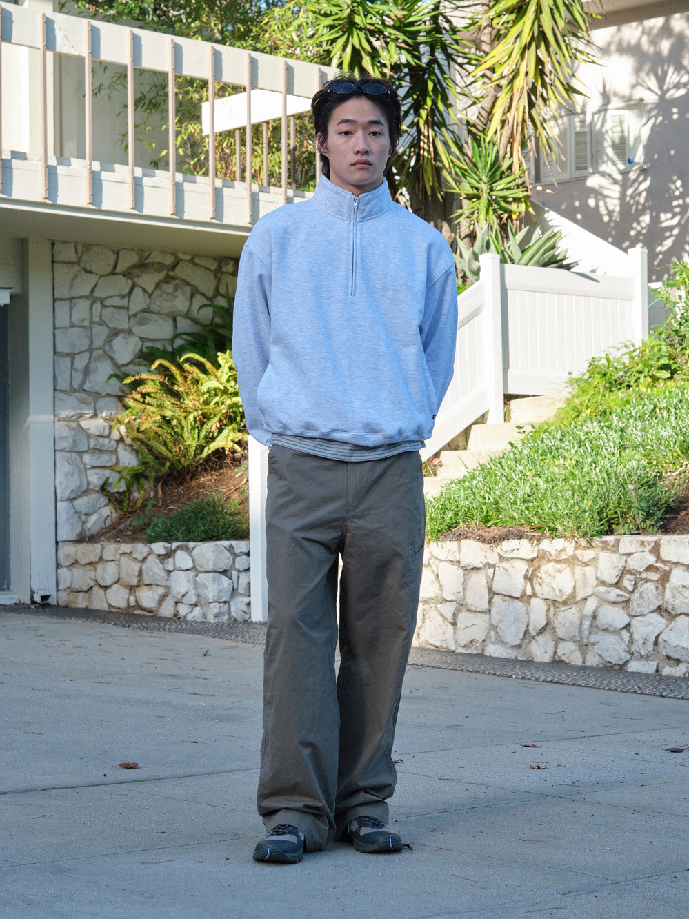 Low Classic Lc Sweat Half Zip-Up Light Melange Grey