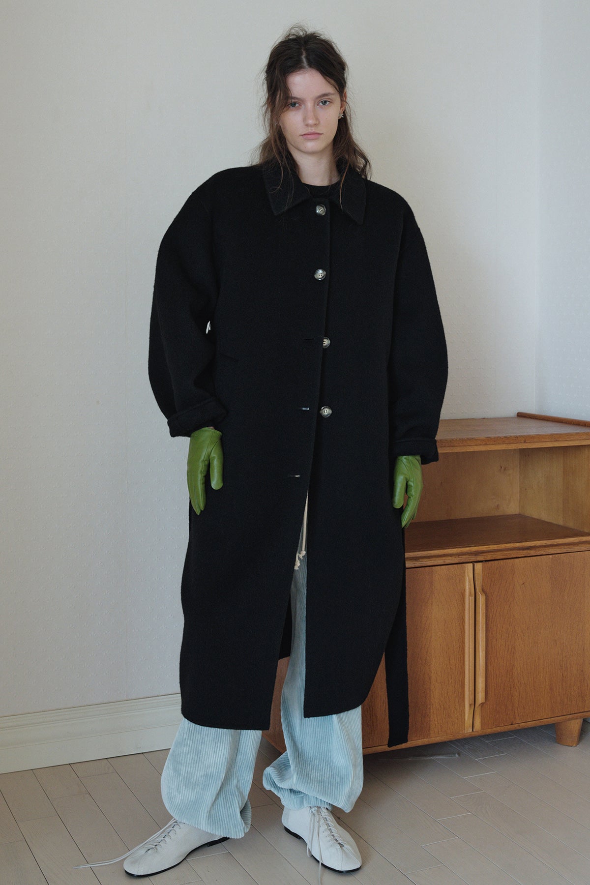Overdueflair Quilted Lining Handmade Alpaca Coat Black