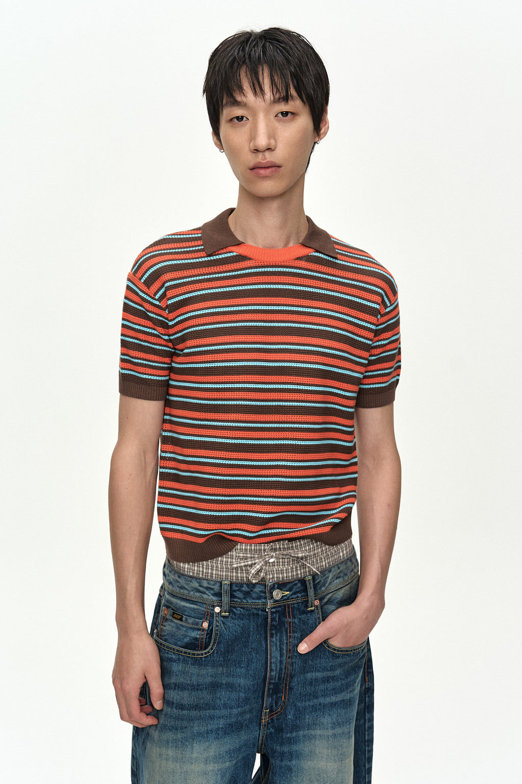 Andersson Bell Stripe Layered Polo Sweater