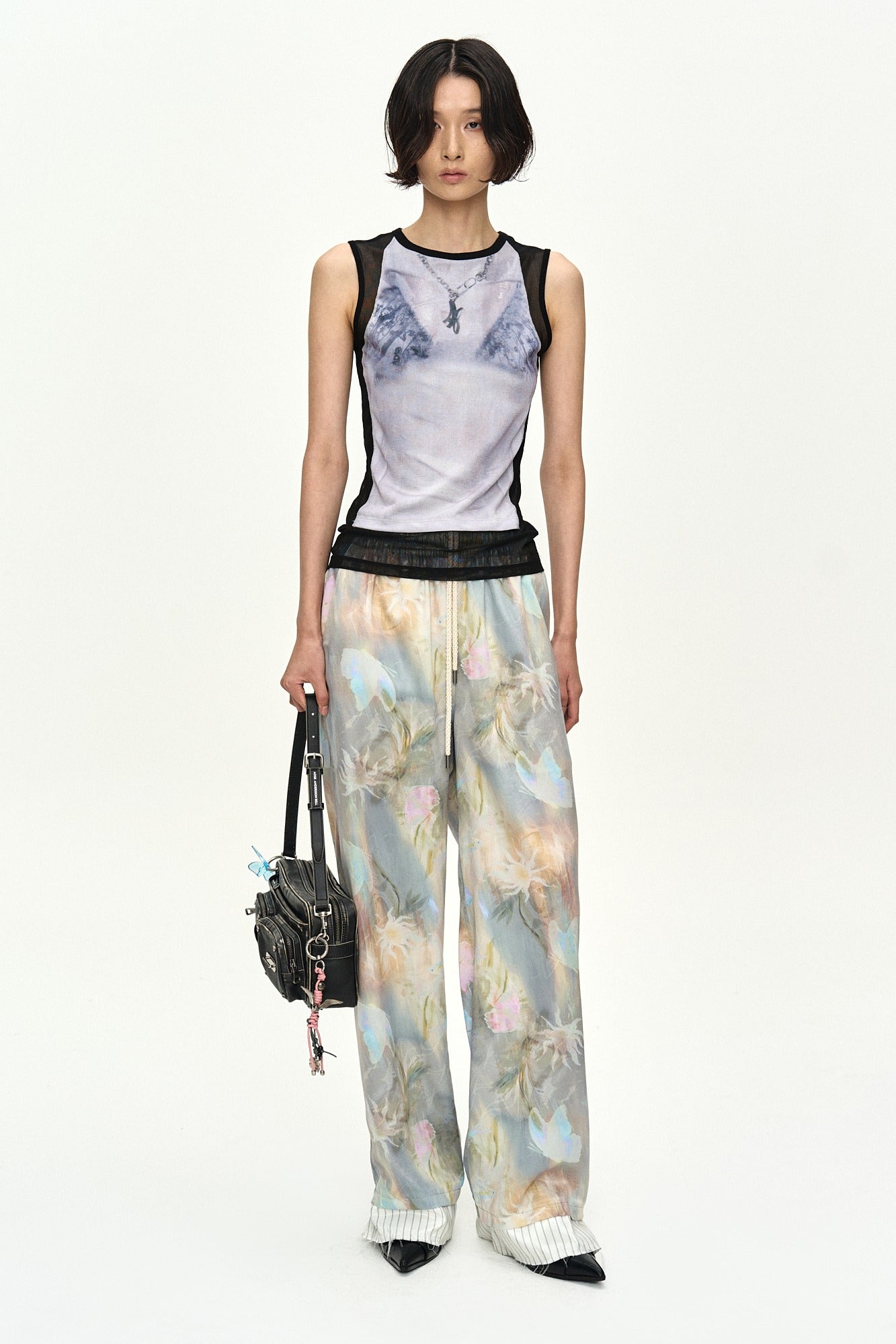 Andersson Bell Fish & Butterfly Printed Satin Trousers