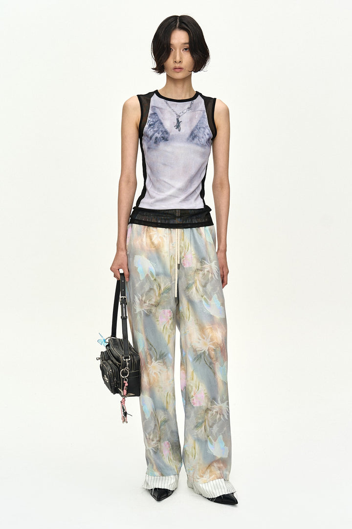 Andersson Bell Fish & Butterfly Printed Satin Trousers