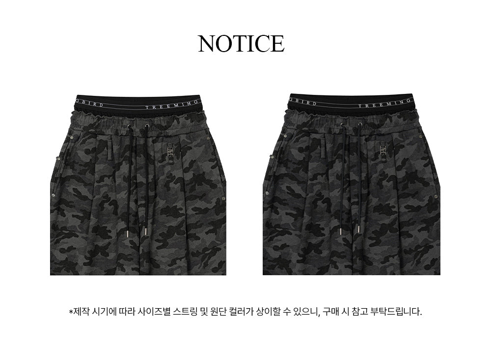 Treemingbird Camo Double Waist Sagging Sweat Pants Charcoal