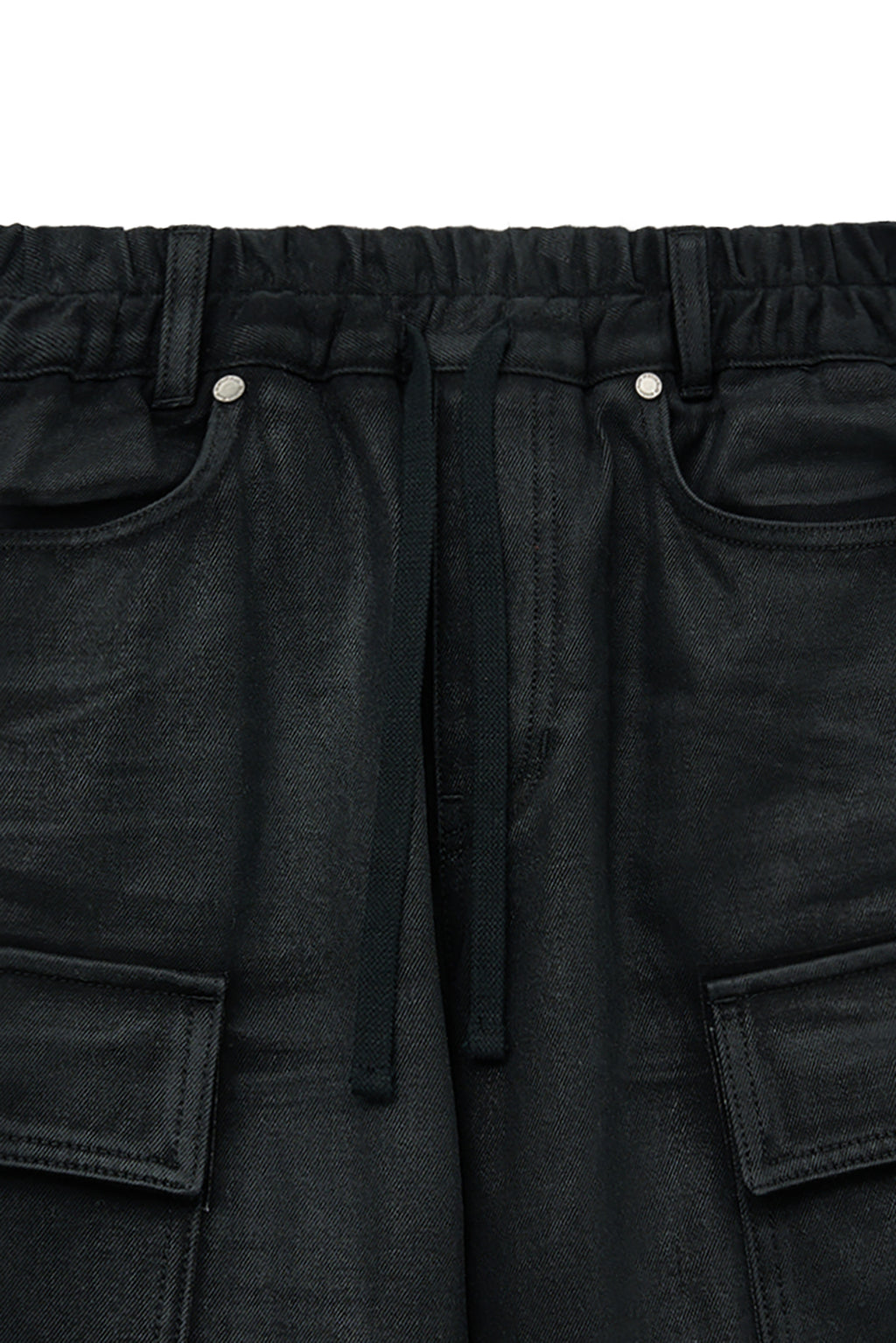 Matinkim Coating Cargo Denim Pants IN Black