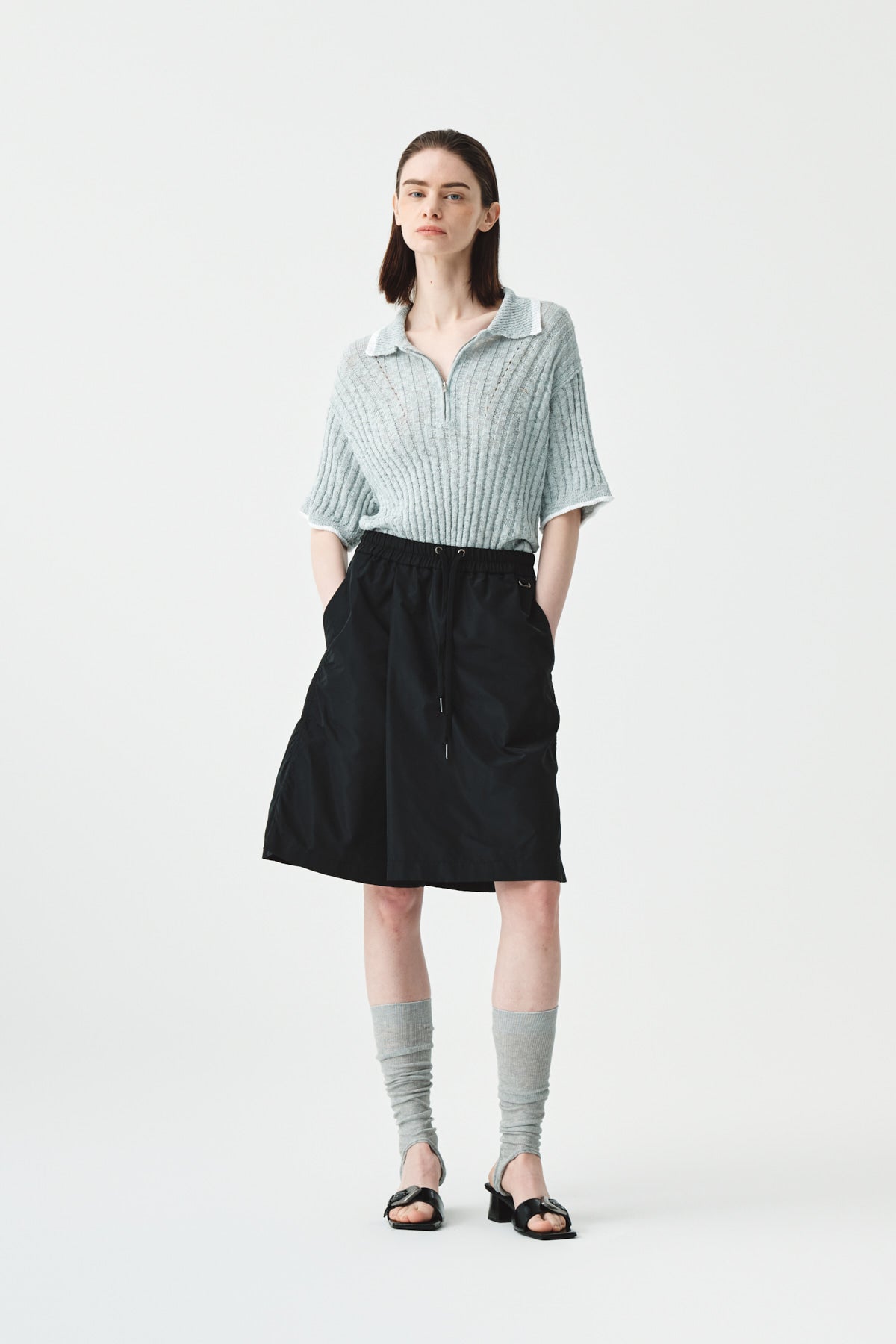 [matinkim] String Point Banding Wrap Shorts IN Black