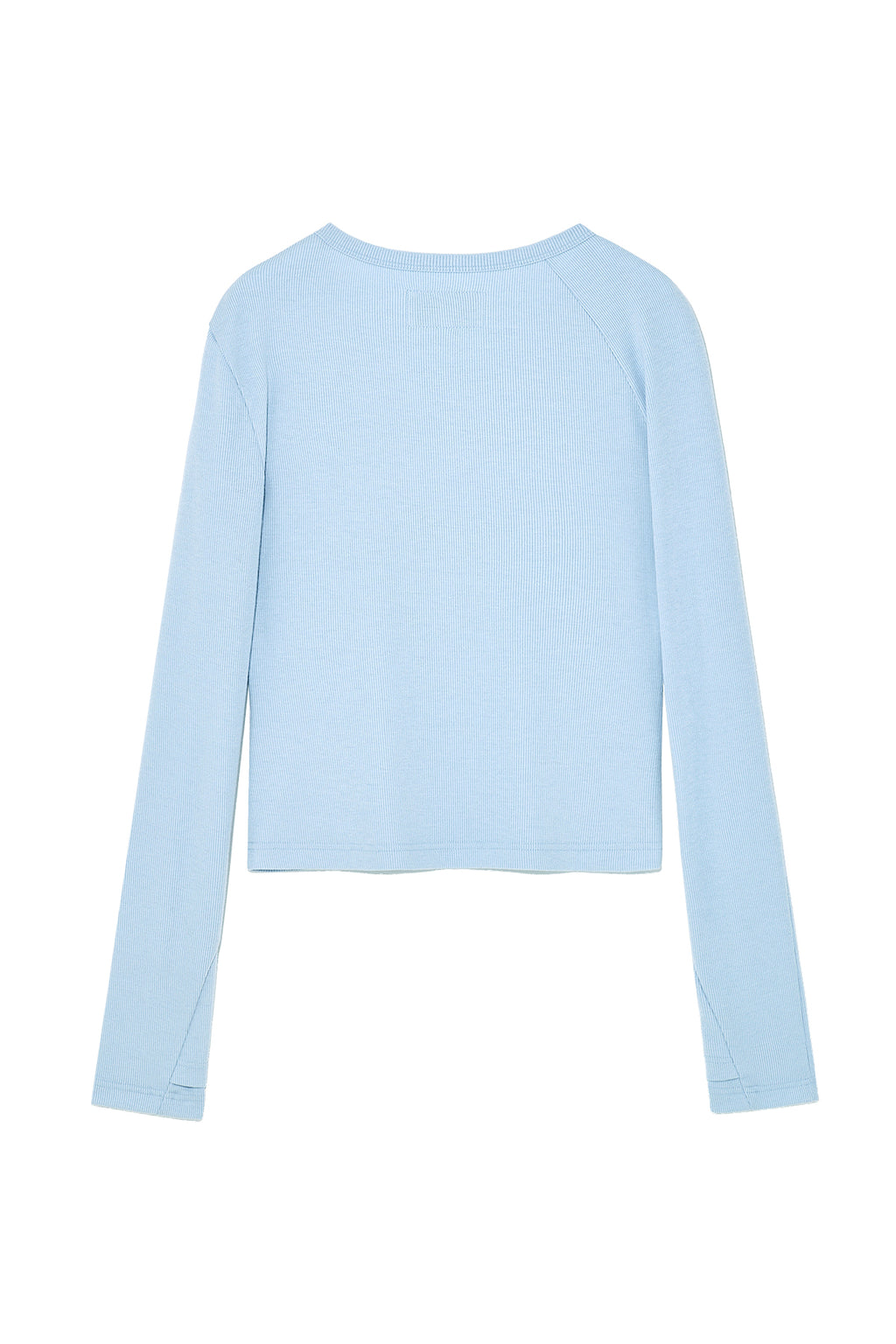 [matinkim] FINGER HOLE LOGO PRINTING TOP IN LIGHT BLUE
