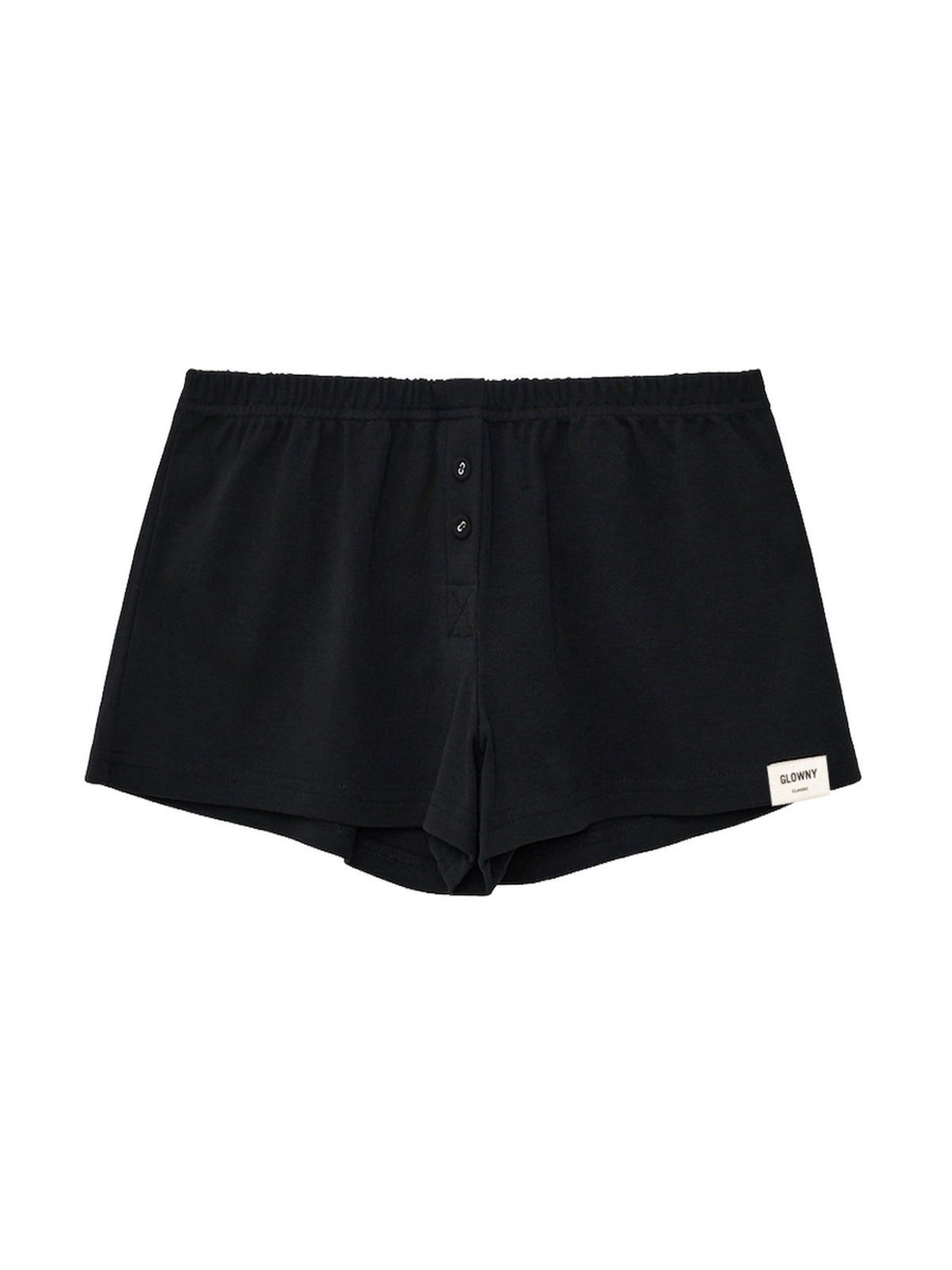 GLOWNY Button Fly Mini Shorts (Black)
