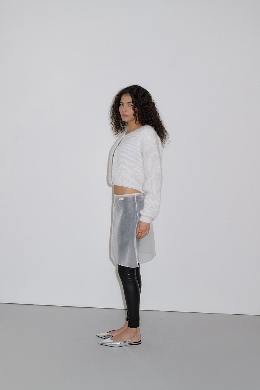 Overdueflair Glitter Cardigan White