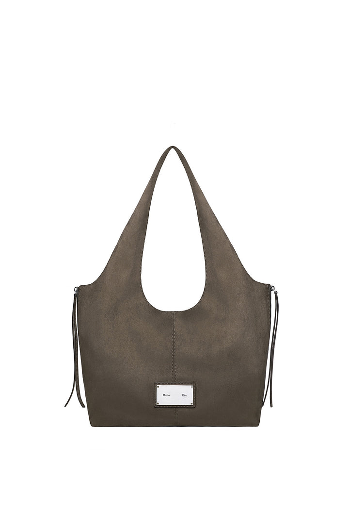 Matinkim Side Zip Suede Shoulder Bag IN Charcoal