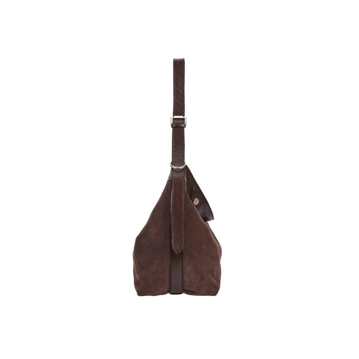 Vunque Perfec Button Up Soft Suede Hobo S Rum Brown