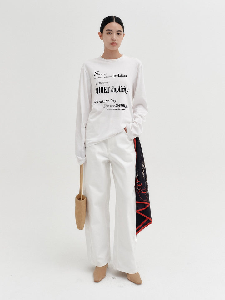 EENK Curved Fit Denim Pants - White