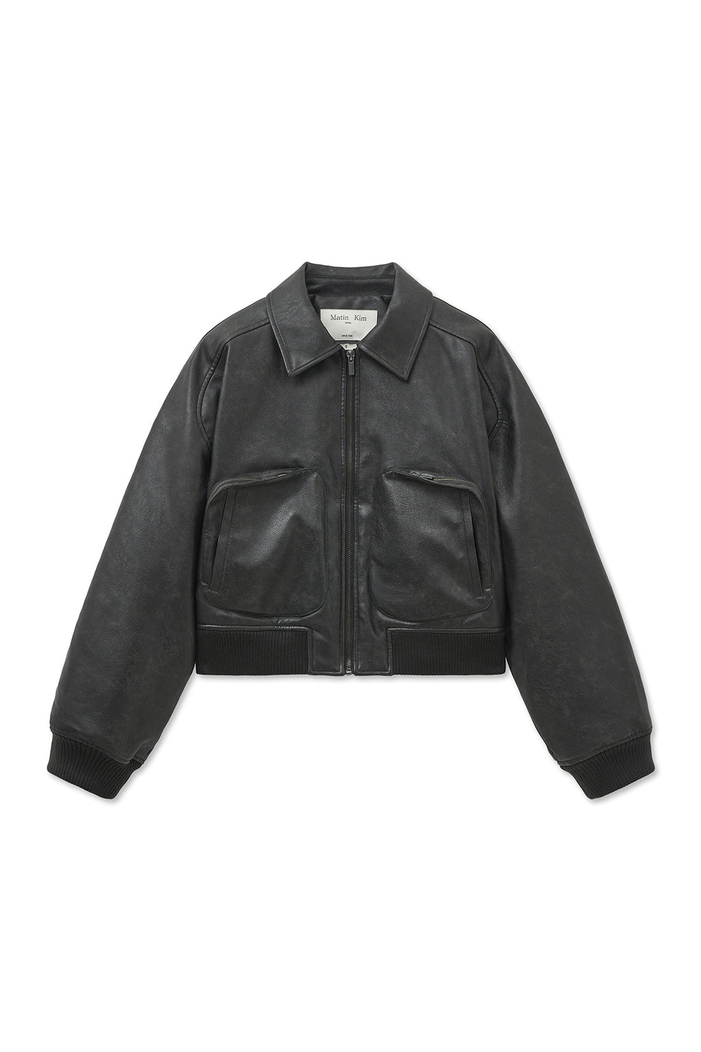 Matinkim Faux Leather Out Pocket Jumper IN Charcoal