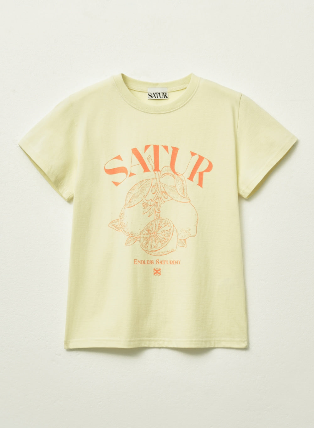 [satur] (W) Capri Citron Drawing Summer Graphic T-Shirt - Yellow