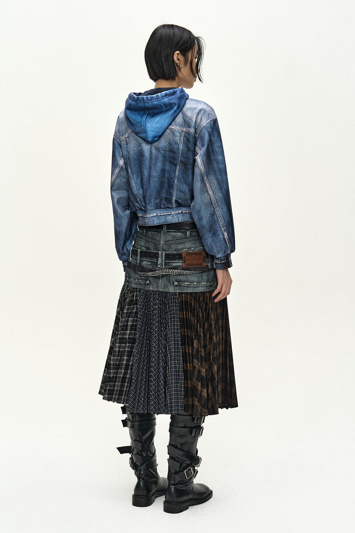 Andersson Bell Denim Layered Trompe L'Oeil Hoodie