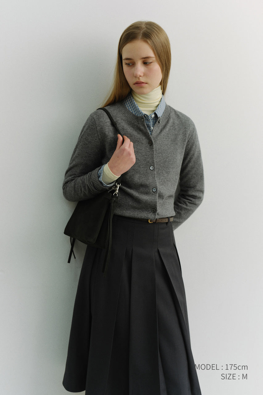 Dunst Essential Crewneck Knit Cardigan Melange Grey