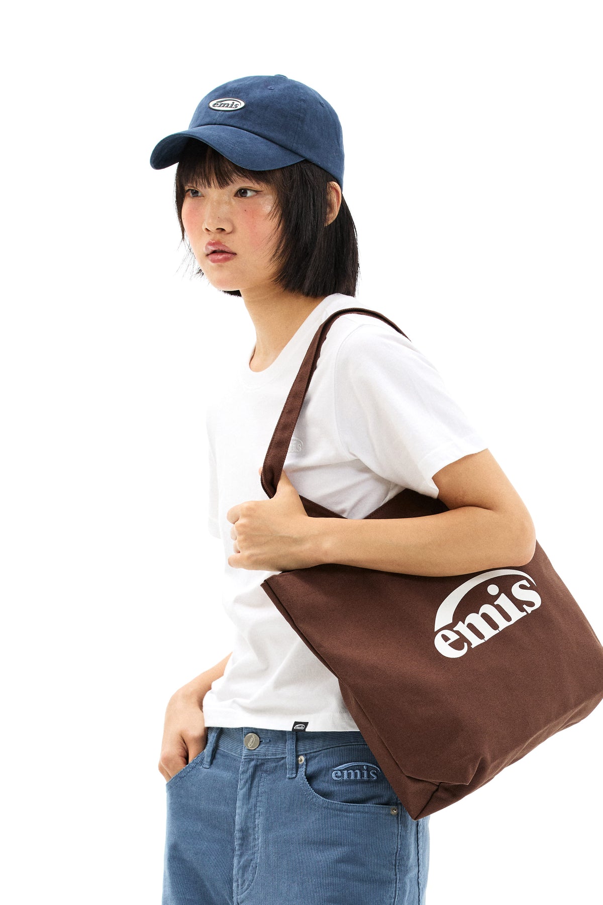 Emis Logo Oxford Shoulder Bag-Brown