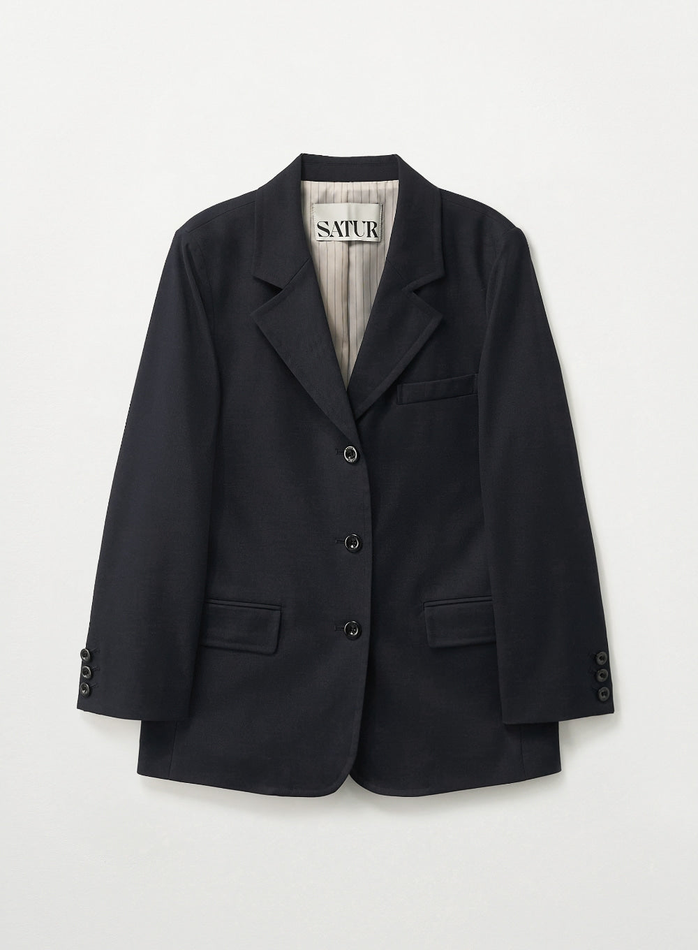 [satur] (W) 3-Button Single Blazer - Navy