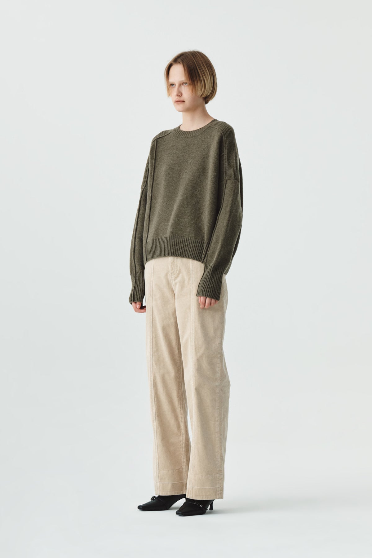 Matinkim Slim Boots Cut Corduroy Pants IN Cream