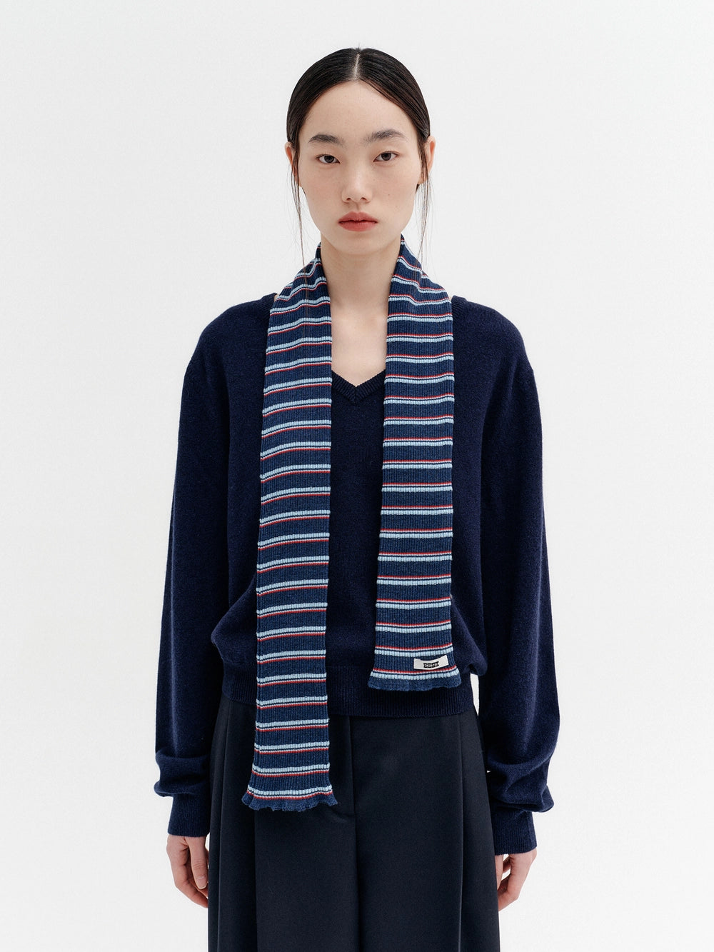 EENK Striped Knitwear Muffler - Navy