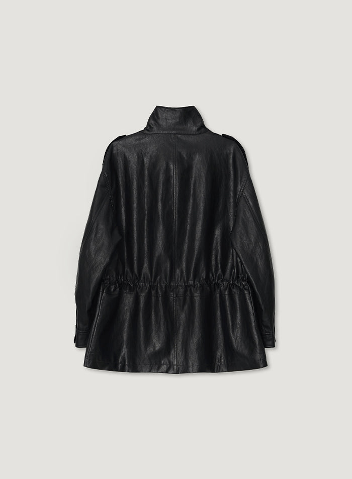 Mango Maniplease Evino Leather Jacket Black