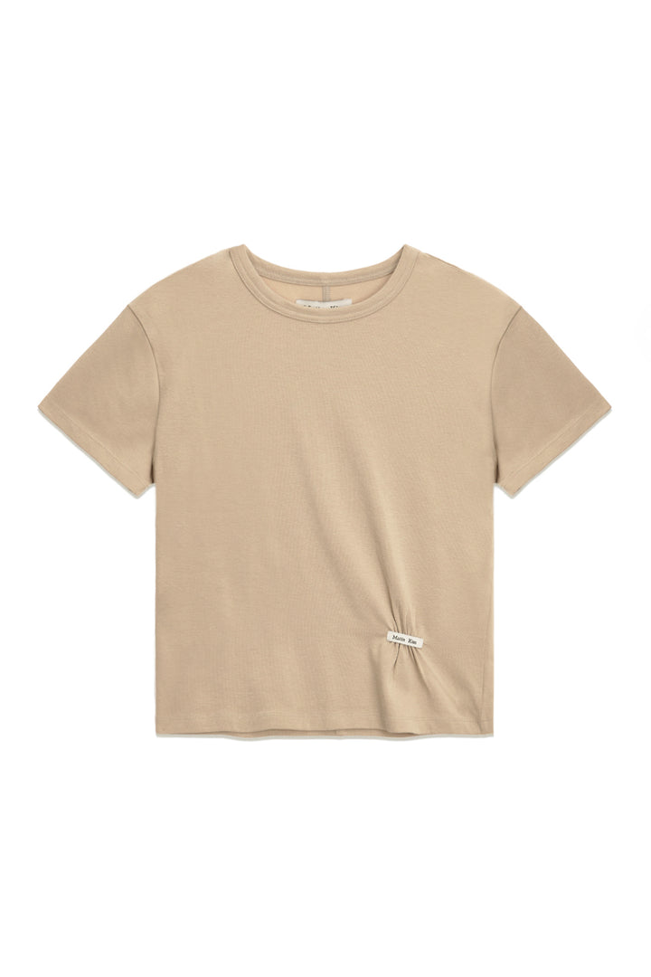 Matinkim Asymmetric Side Shirring Top IN Light Beige