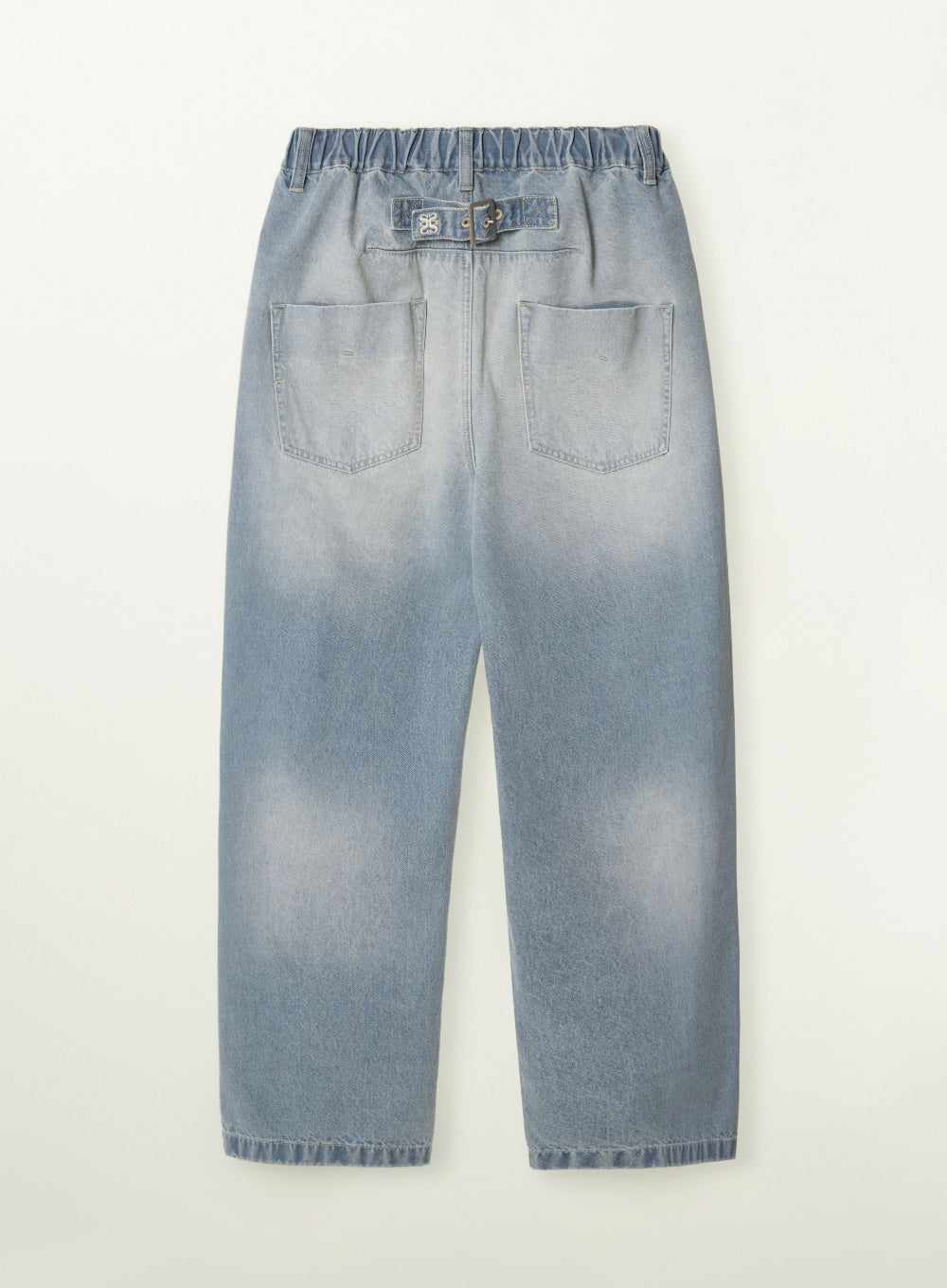 Satur One Tuck Banding Denim Pants - Light Blue