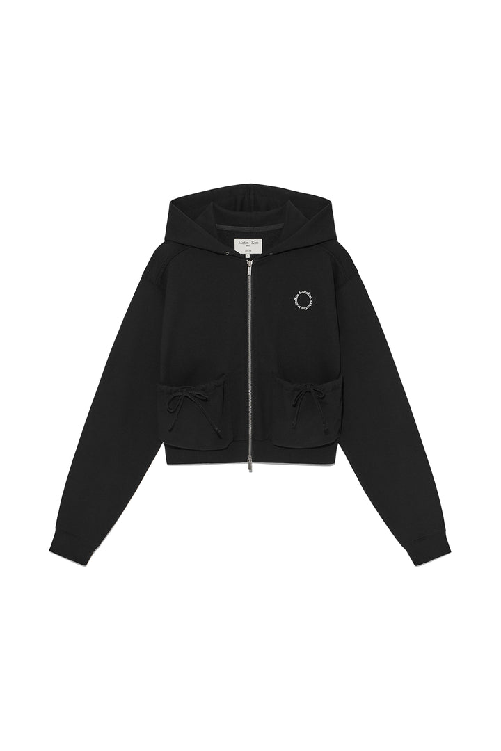 Matinkim Volume Pocket Crop Hoody Zip UP IN Black