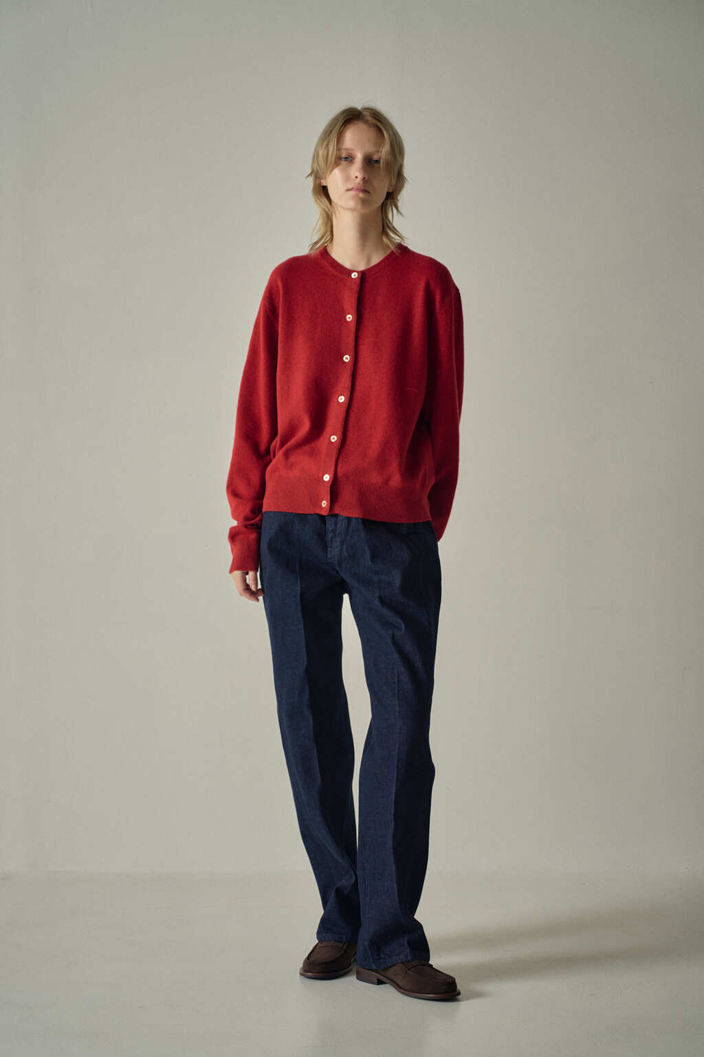 Facade Pattern Cashmere Essential Cardigan red