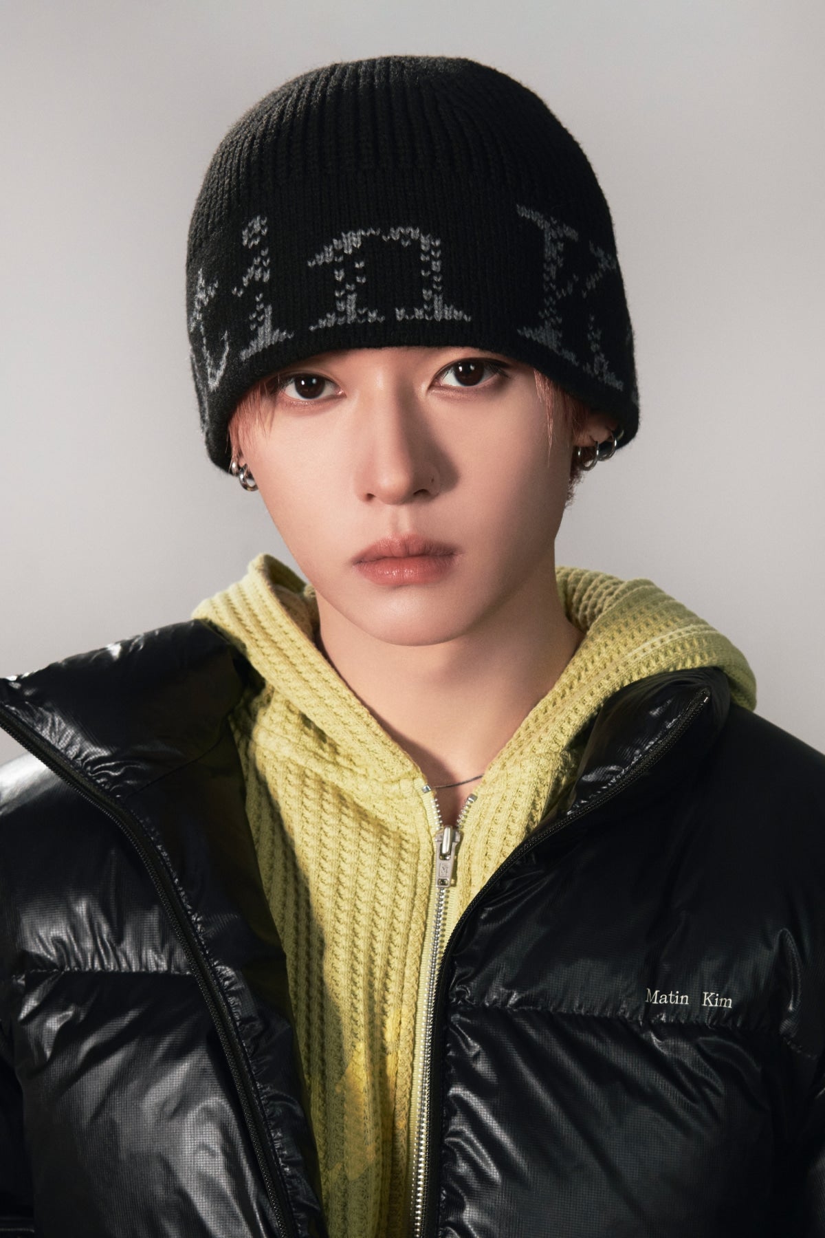 Matinkim Matin Logo Waffle Hoody Zip UP IN Lime