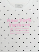 MLB Korea Women's Dots Pattern Lettering Slim Semi Crop T-shirts