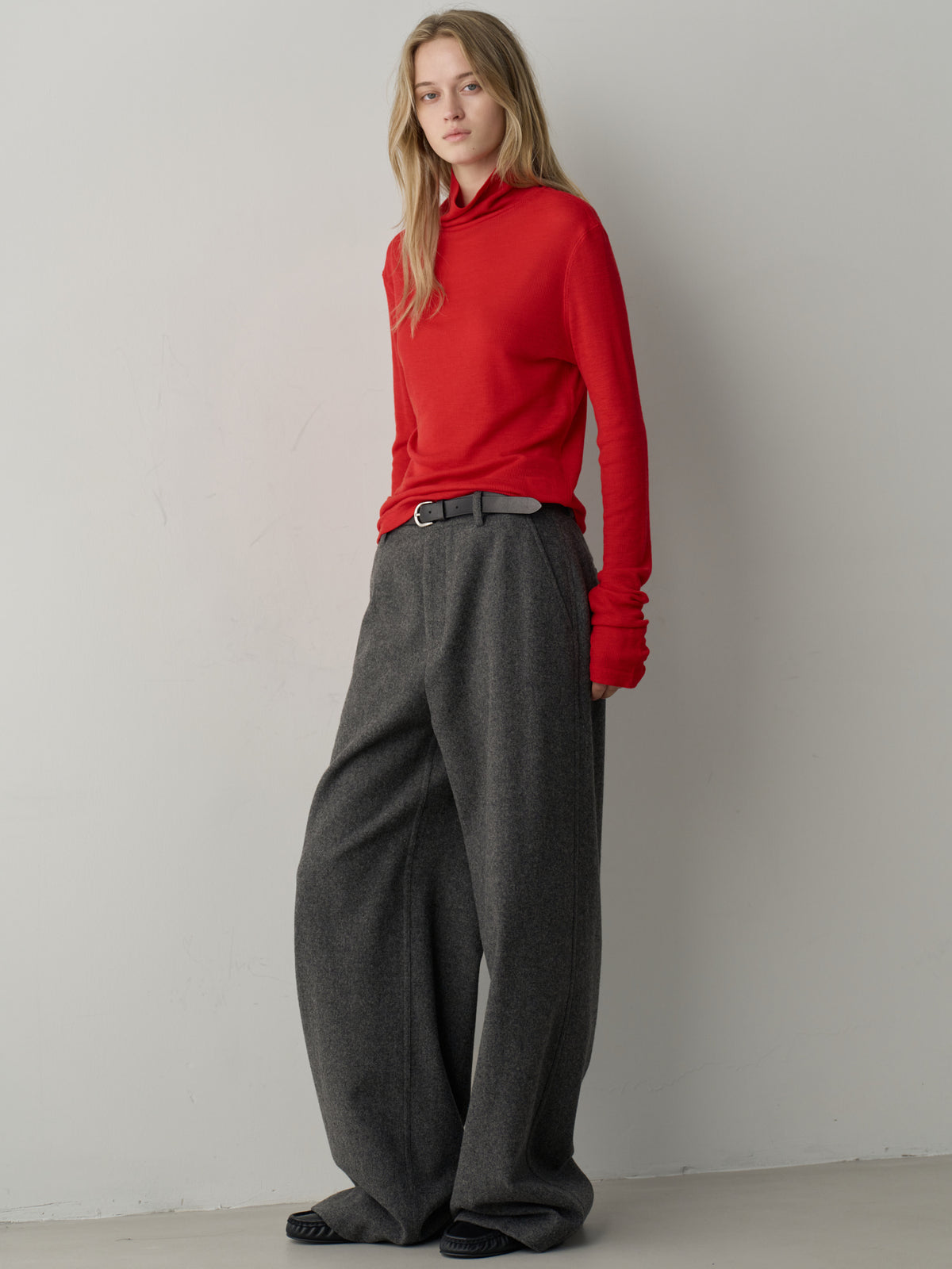 Facade Pattern Relaxed Wool Pants charcoal