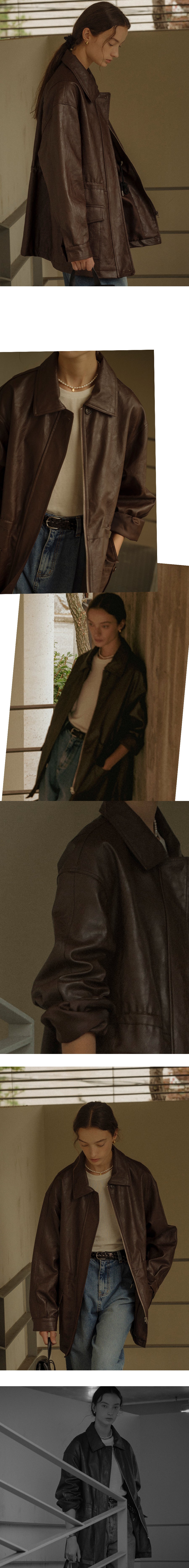Tillidie String belt natural leather jacket Brown