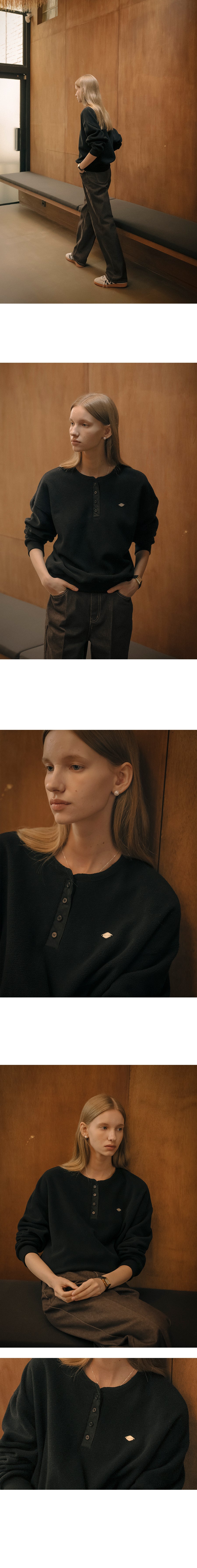 Tillidie Owen henry neck fleece t-shirt Black
