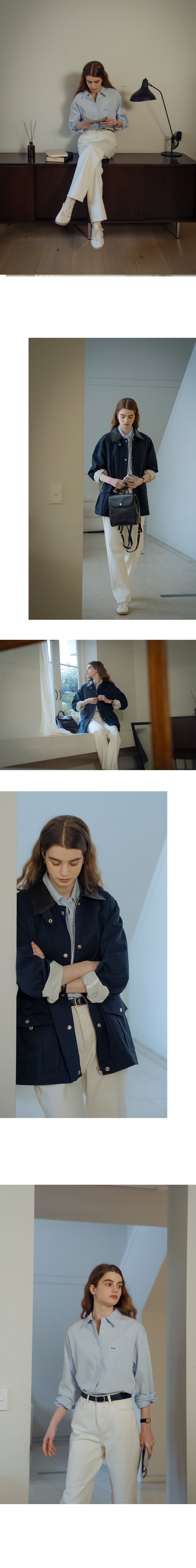 Tillidie Embo cotton oversized stripe shirt Blue