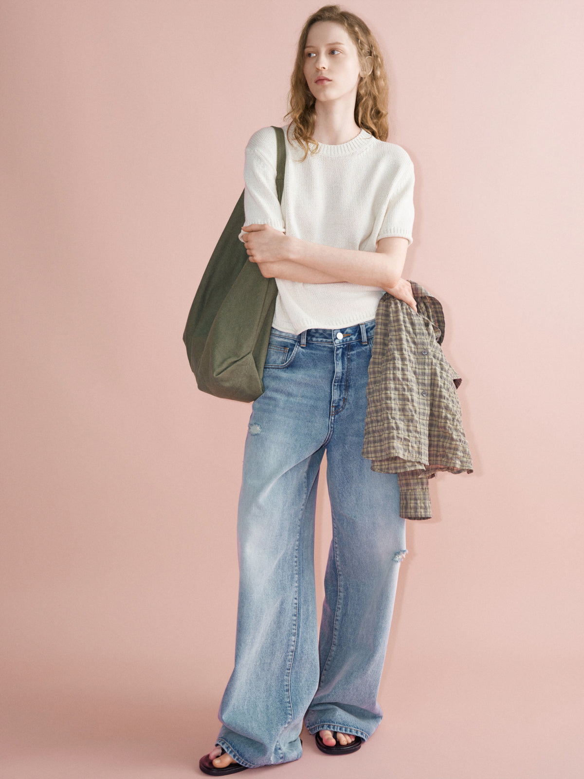 Facade Pattern Cotton Scone Big Bag khaki