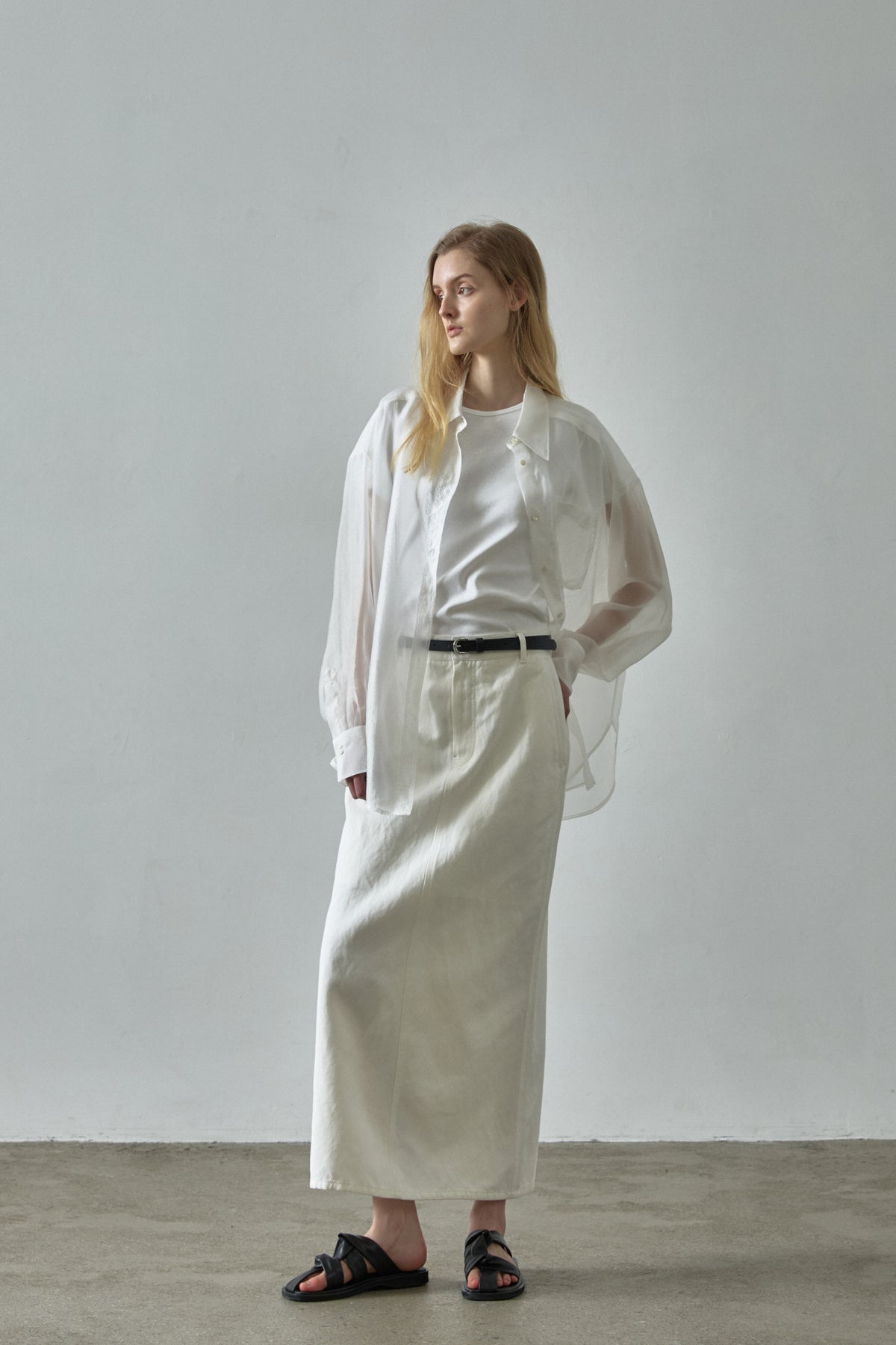 Facade Pattern Boyfit Sheer Shirt white