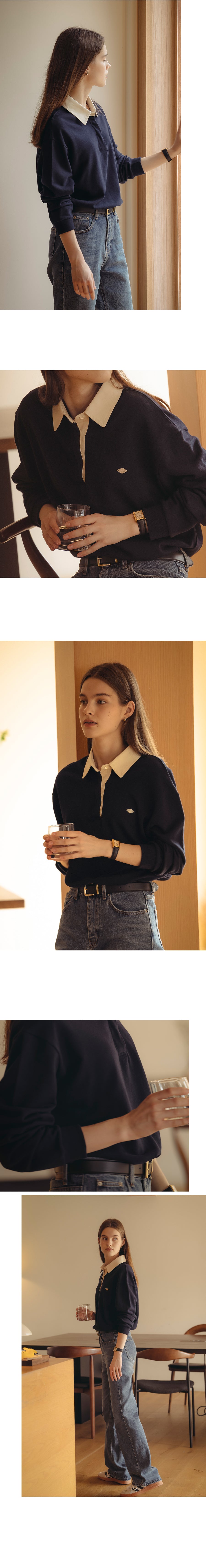 Tillidie Cotton solid polo t-shirt Navy