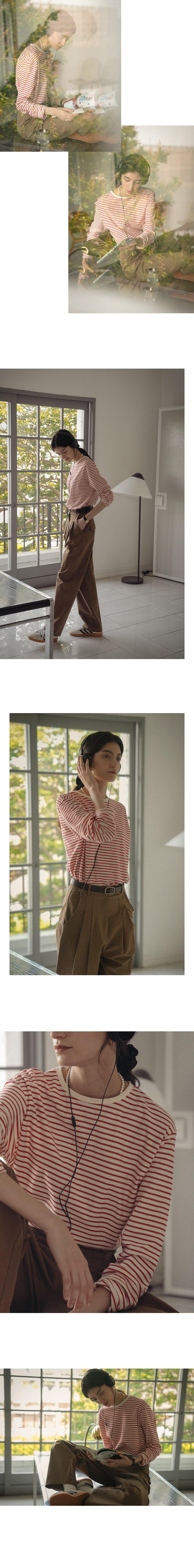 Tillidie Stripe soft touch T-shirt Red